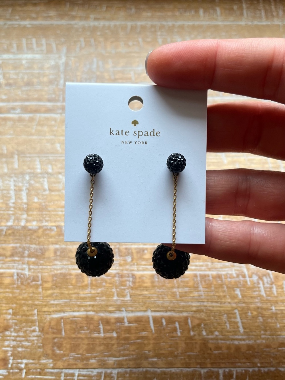 J. Crew Black Crystal Ball Drop Earrings